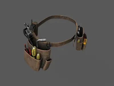 WorkerToolbelt tool belt with tools in it Low-poly 3D model