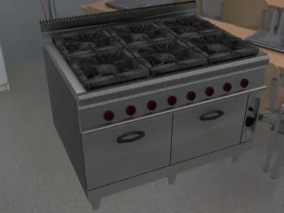 Gas cooker with oven industrial type 3D model