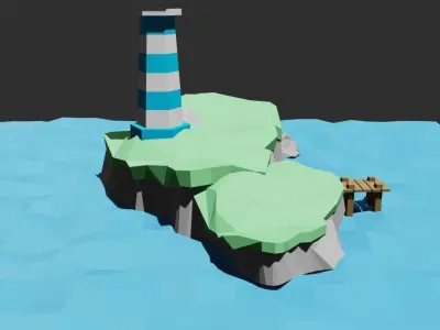 lighthouse on the island 3D model