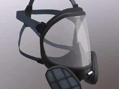 Gas Full Face Mask Respirator Low Poly  Low-poly 3D model