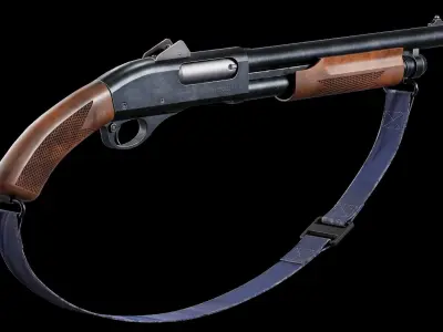 Game Ready Remington 870 Shotgun Short PBR Rigged Low-poly 3D model