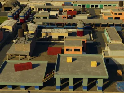Modular FPS Game Environment and Assets Low-poly 3D model