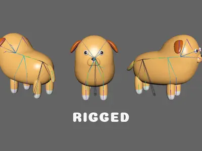 Low-Poly Dog Animated - Fun World Animal Low-poly 3D model