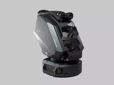 Automatic Sci-Fi Gatling turret Low-poly 3D model