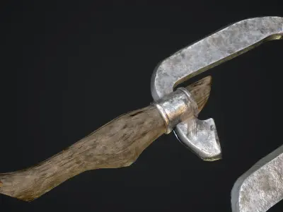 Staff ax aaa Low-poly 3D model