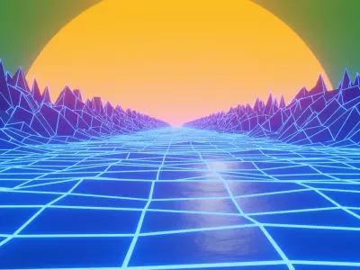 3D Retro Sunset 3D model