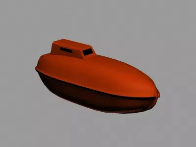 Lifeboat orange boat Low-poly 3D model