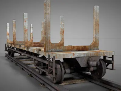 Flat Log Wagon 3D model