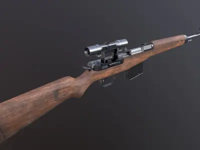 GEWEHR 43 Low Poly Sniper Rifle Low-poly 3D model