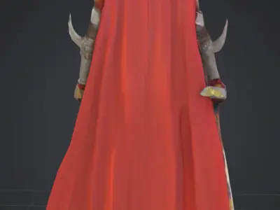 Yellow haired warrior woman Low-poly 3D model