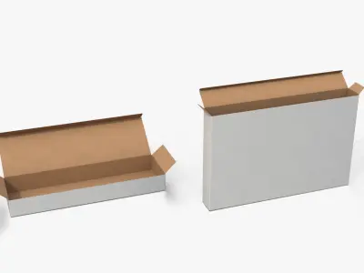 Tuck Top Boxes - White Long Packaging Set 3D model