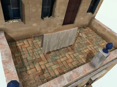 Old High-Quality 3D Colonial House Low-poly 3D model 7