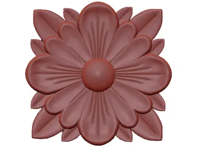 Golden Flower Ornament - 3D Decorative Flower Free 3D model