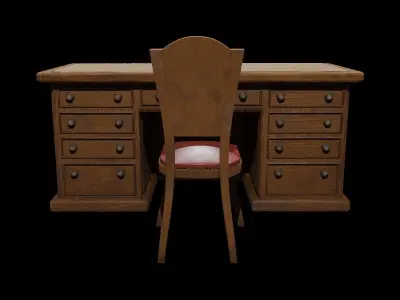 Classic Office Desk  Low-poly 3D model
