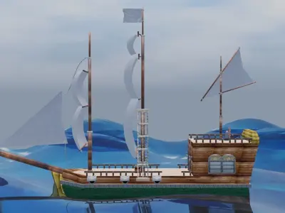 Pirate ship simple Free 3D model