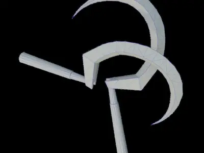 Sickle-doo metal scythe Low-poly 3D model