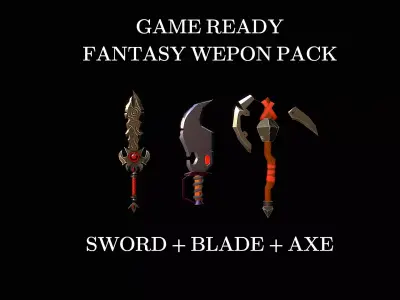 Fantasy weapons pack Low-poly 3D model