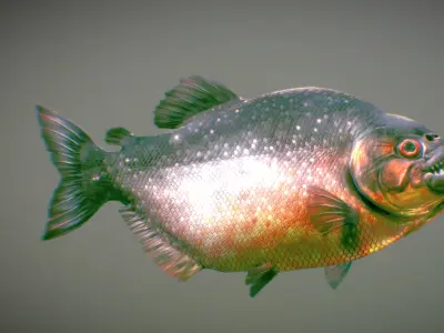 Red-bellied piranha Low-poly 3D model