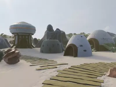 Coastal Village Layout 3D model get