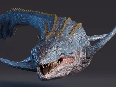 Low poly Realistic Dinosaur - Mosasaur Low-poly 3D model