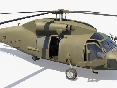 Military Helicopter - Black Hawk  Low-poly 3D model