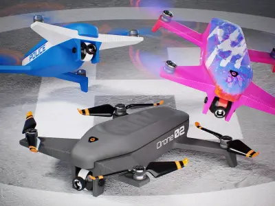 Drone quadrocopter Low-poly 3D model