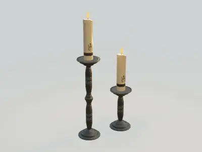 Candleholders 1 PBR pair of candlesticks Low-poly 3D model