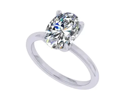 Oval Stone Tulip Engagement Ring 3D print model purchase
