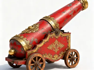Vintage Circus Human Cannon 3D Model V03 Low-poly 3D model
