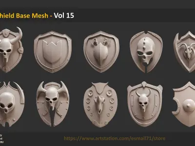 30 Shield Base Mesh - Vol 15 Low-poly 3D model