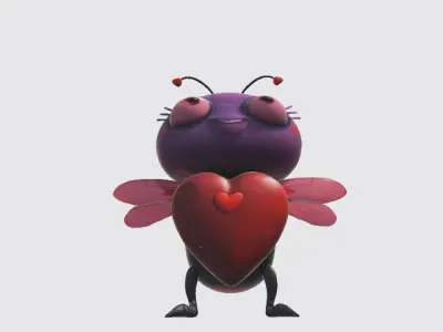 cartoon love bug Low-poly 3D model