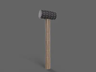 PBR Rubber Mallet Hammer Wood1 Low-poly 3D model
