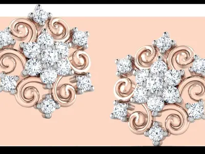 Curl Shape Flower Design Earring 3D print model purchase