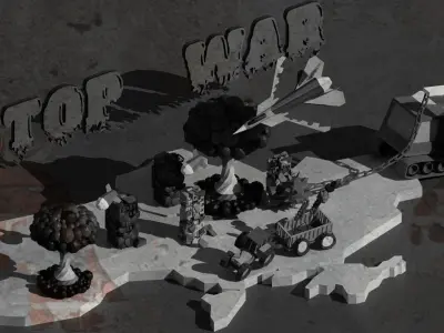 Stop War Ukraine Low-poly 3D model