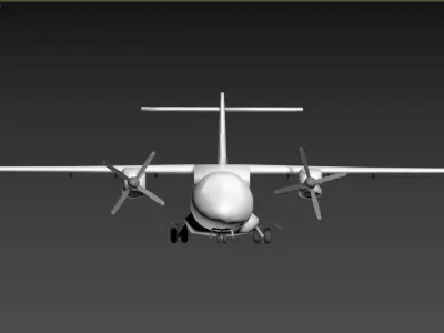model of an airplane with two propellers Low-poly 3D model