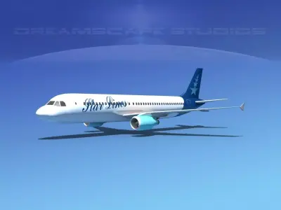 Airbus  A320 LP Star Lines Low-poly 3D model