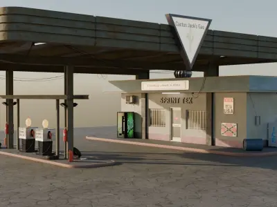Gas Station - 3D Asset 3D model