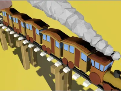 Cartoon Animated Train 3D model