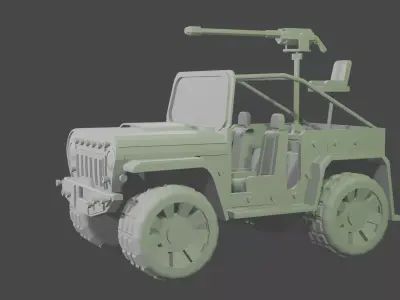 War Jeep Low-poly 3D model