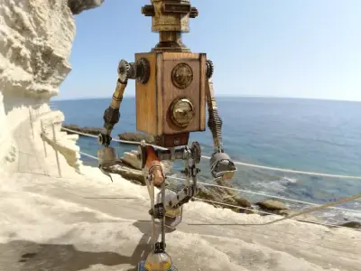 Steampunk robot Free low-poly 3D model