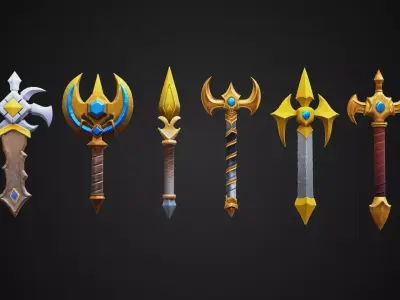 lowpoly Pack Stylized Medieval Weapons Low-poly 3D model