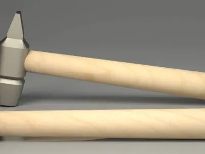 3d Hammer Industrial Tool Low Poly ready for games Clear Model Low-poly 3D model