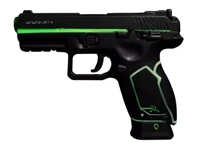Scifi Pistol Green Sight Matte Black 3D model