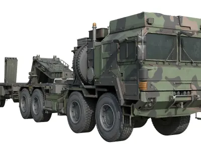 Rheinmetall HX81 Military Truck with Troller Low-poly 3D model