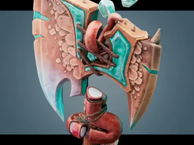Stylized Axe Low-poly 3D model 22