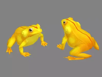 Cartoon golden frog Low-poly 3D model