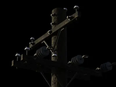 Weathered Telephone Pole  3D model
