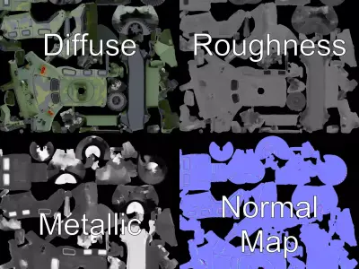 Camo Armed Vehicle model pack Low-poly 3D model