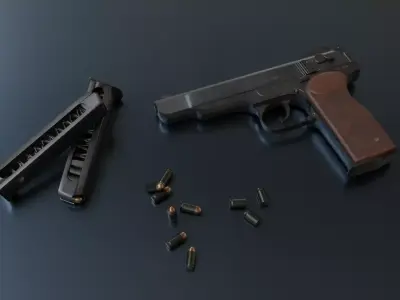 Stechkin automatic pistol Free low-poly 3D model