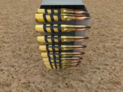 Low Poly Ammo Box and Belt Free low-poly 3D model